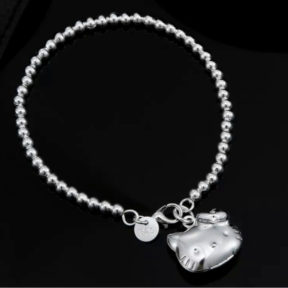 Hello Kitty Sterling Silver Bracelet with Cat Locket Charm